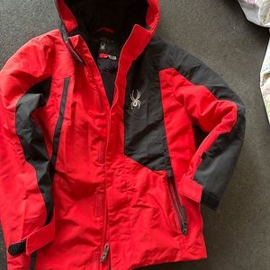 Spyder red ski parka with lining, size 8.